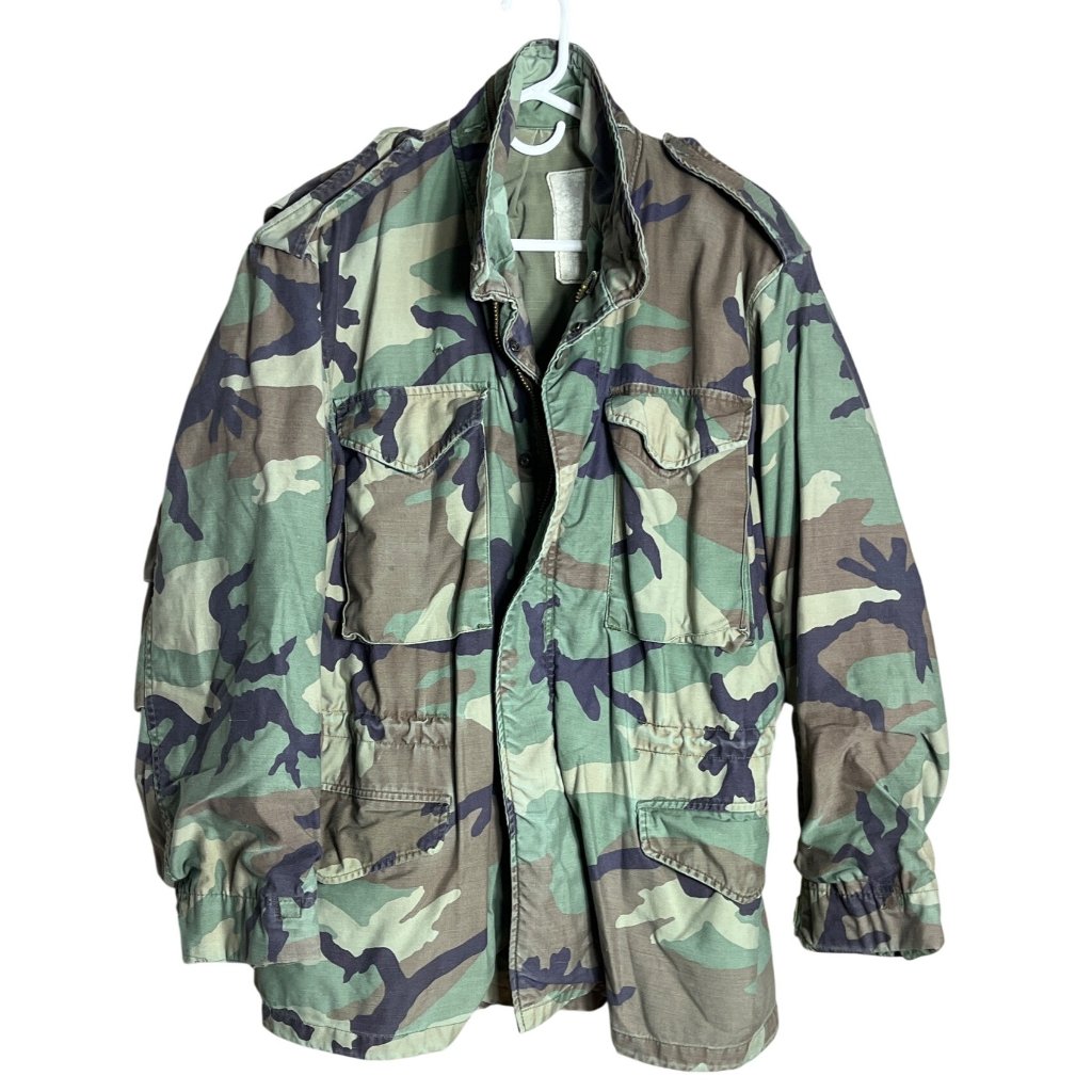 Vtg M65 Cold Weather Coat Us Army Field Jacket Woodland Camo Militaria Men M-Reg